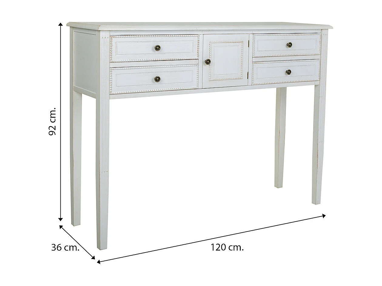 Hall de madeira lacado branco 120x36x92