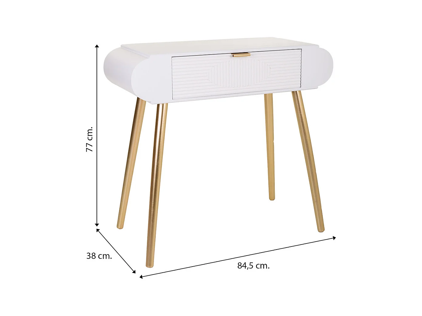 Console en bois blanc 84,5x38x77h