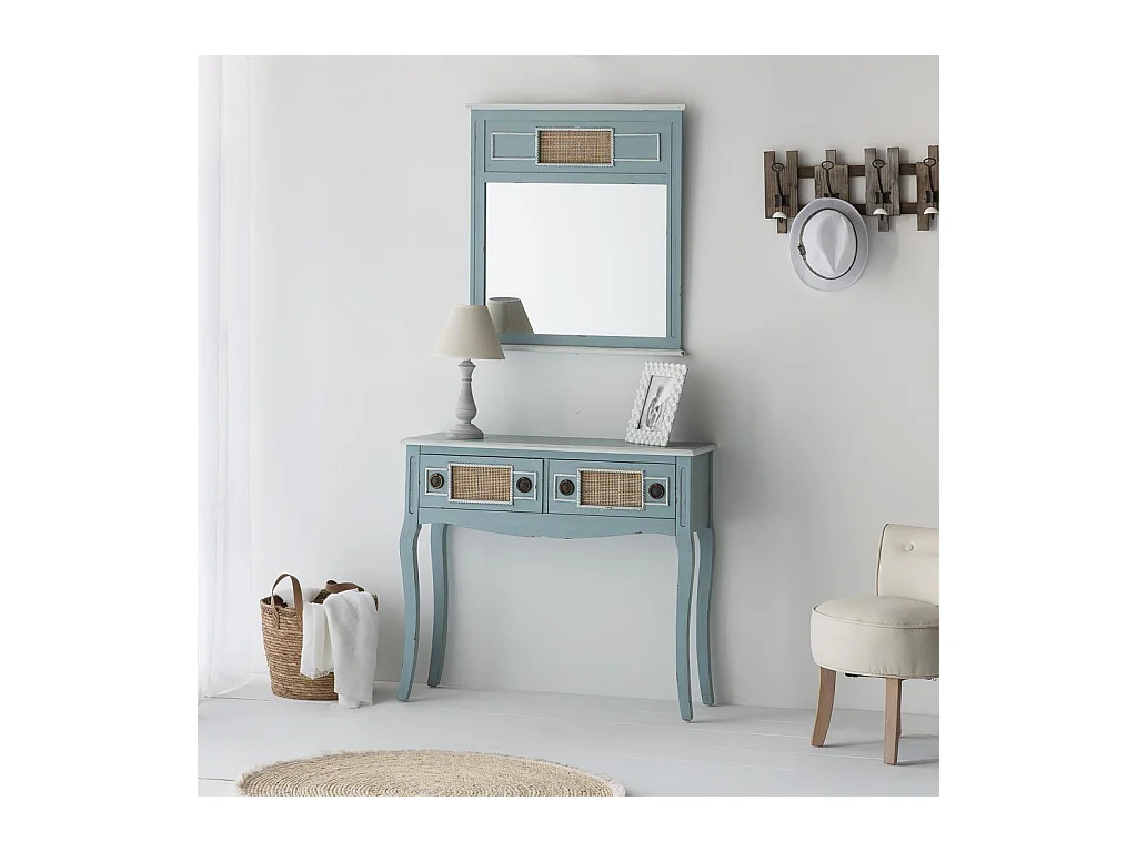 Console en bois bleu 90x33x77h
