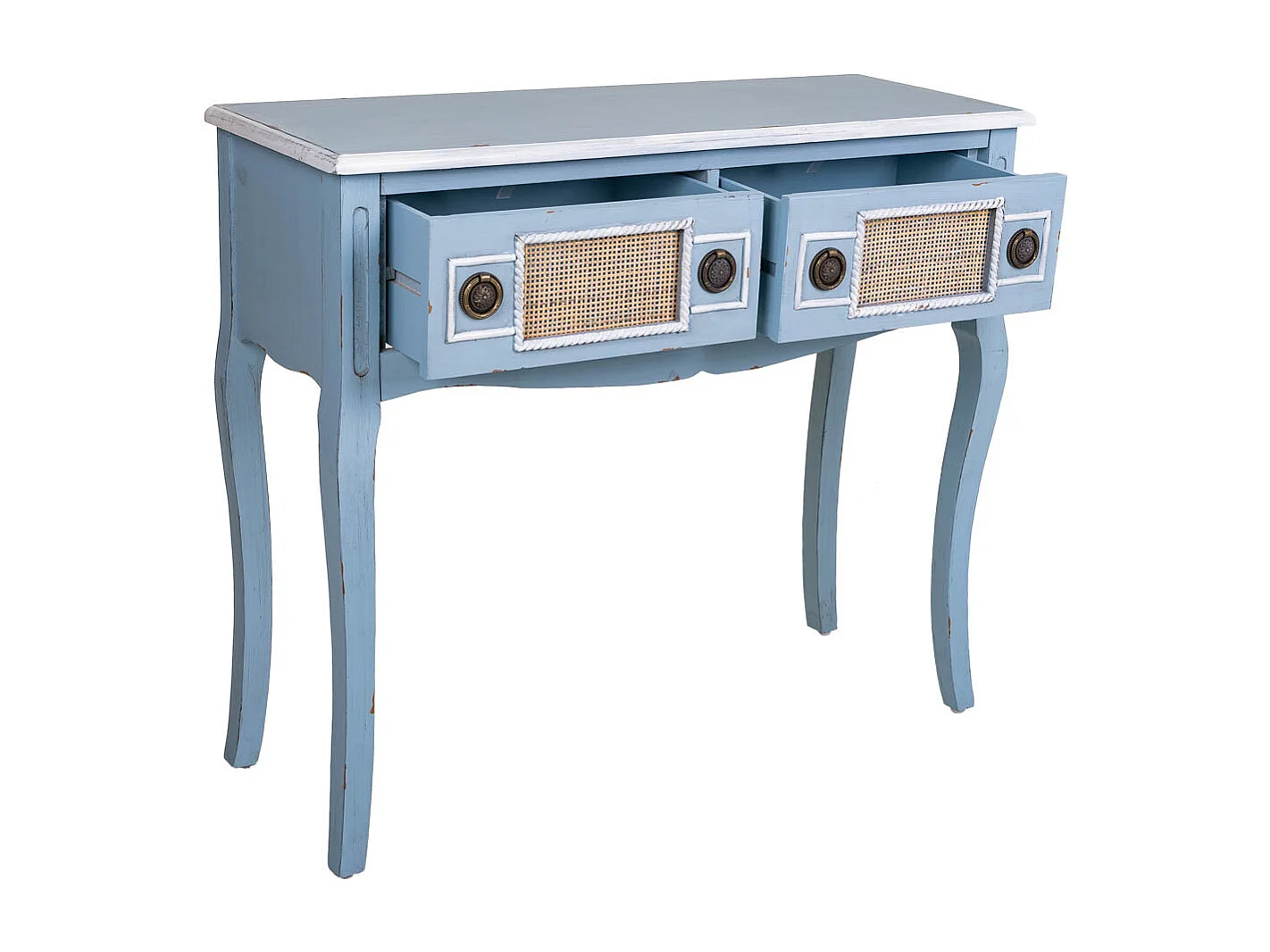 Mobile da ingresso in legno blu 90x33x77h