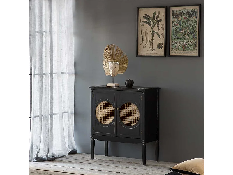 Recibidor de madera negro 80x38x90