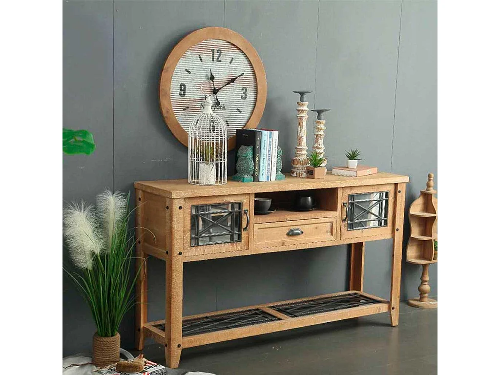 Mobile da ingresso in legno marrone 145x36x80h