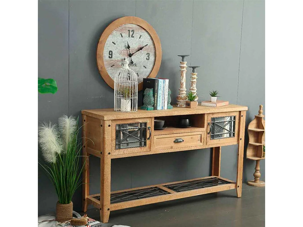 Console en bois marron 145x36x80h
