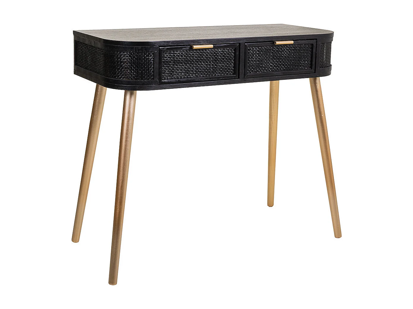 Móveis de entrada de madeira e grade lacada preta 88x42x78