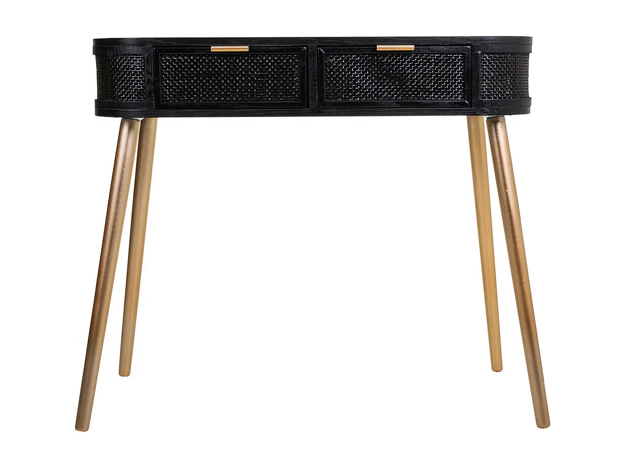 Móveis de entrada de madeira e grade lacada preta 88x42x78