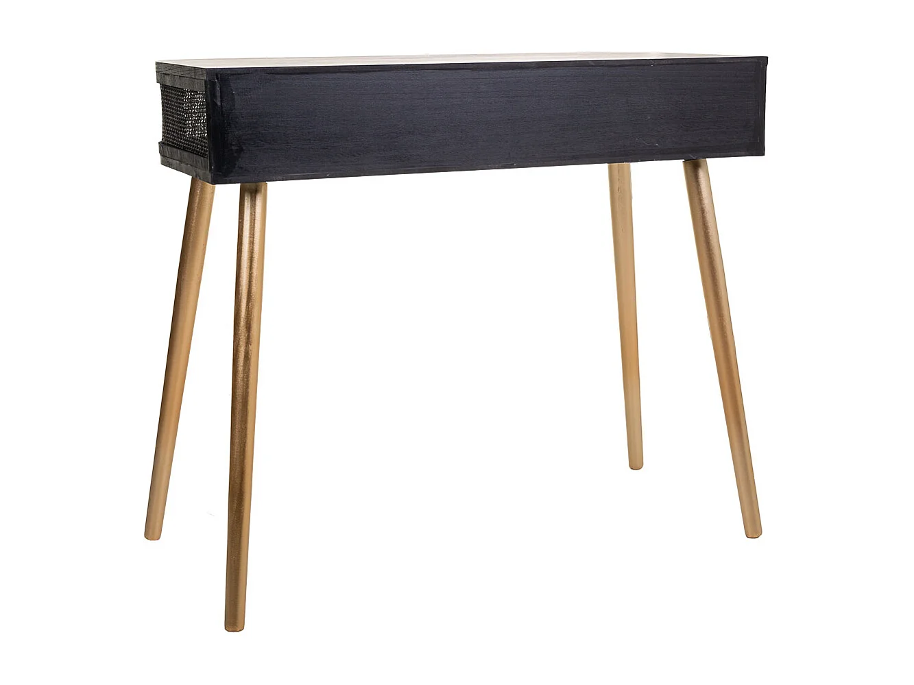 Móveis de entrada de madeira e grade lacada preta 88x42x78