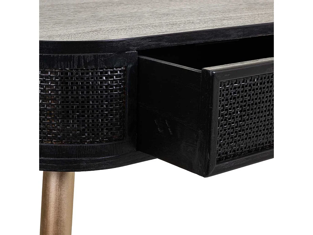 Móveis de entrada de madeira e grade lacada preta 88x42x78