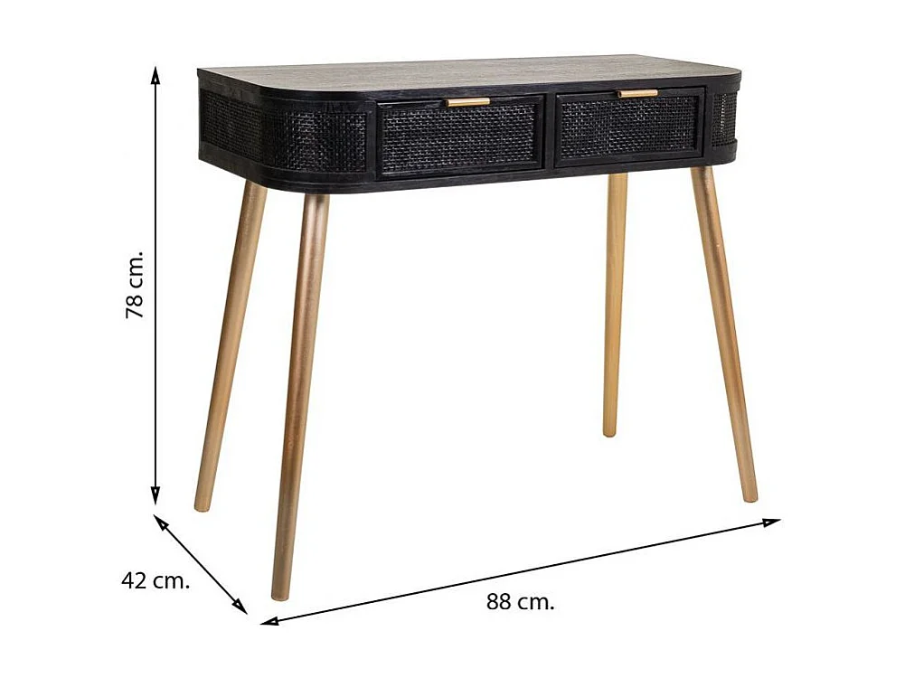 Móveis de entrada de madeira e grade lacada preta 88x42x78