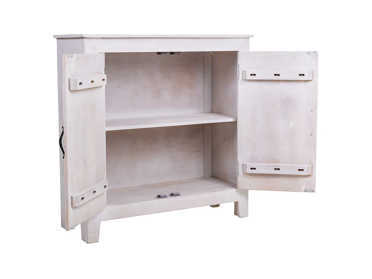 Recibidor de madera y metal acabado artesanal 89x38x89