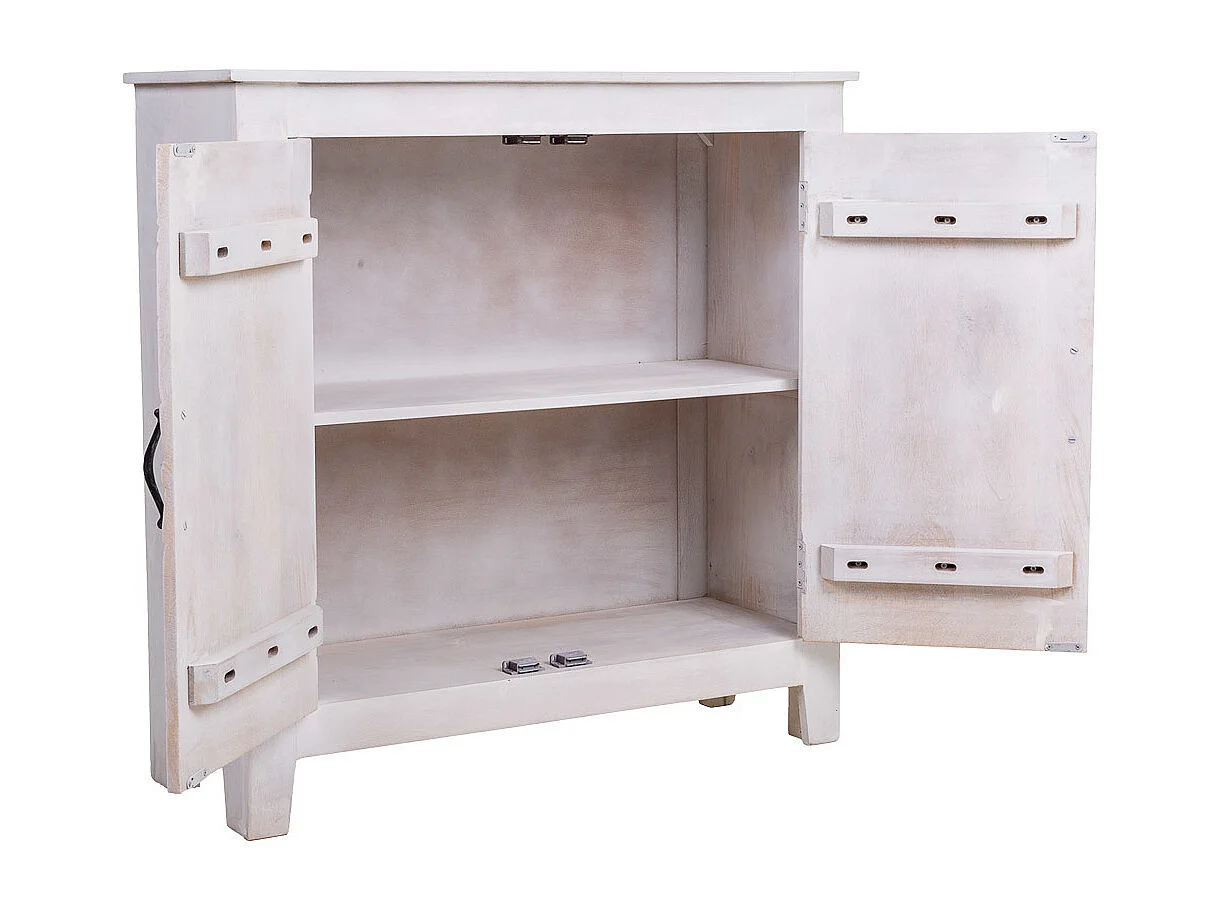 Recibidor de madera y metal acabado artesanal 89x38x89