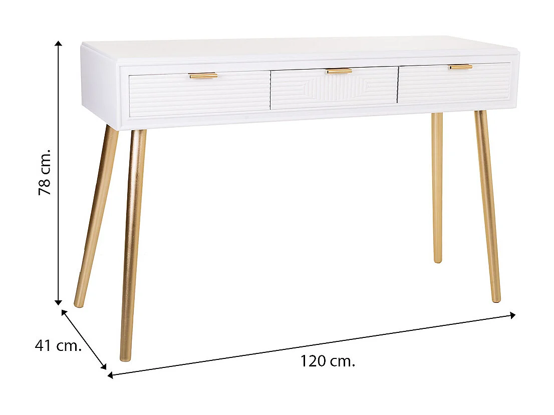 Console en bois blanc 120x41x78h