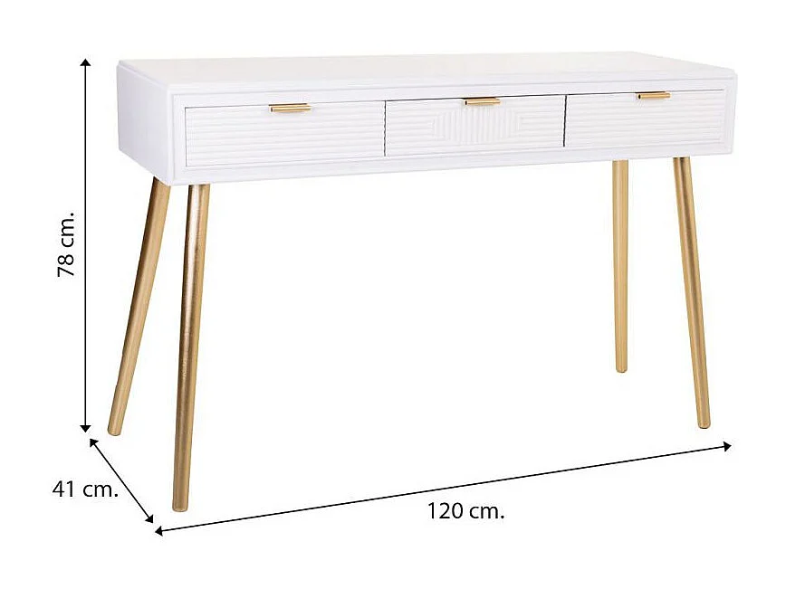 Console en bois blanc 120x41x78h