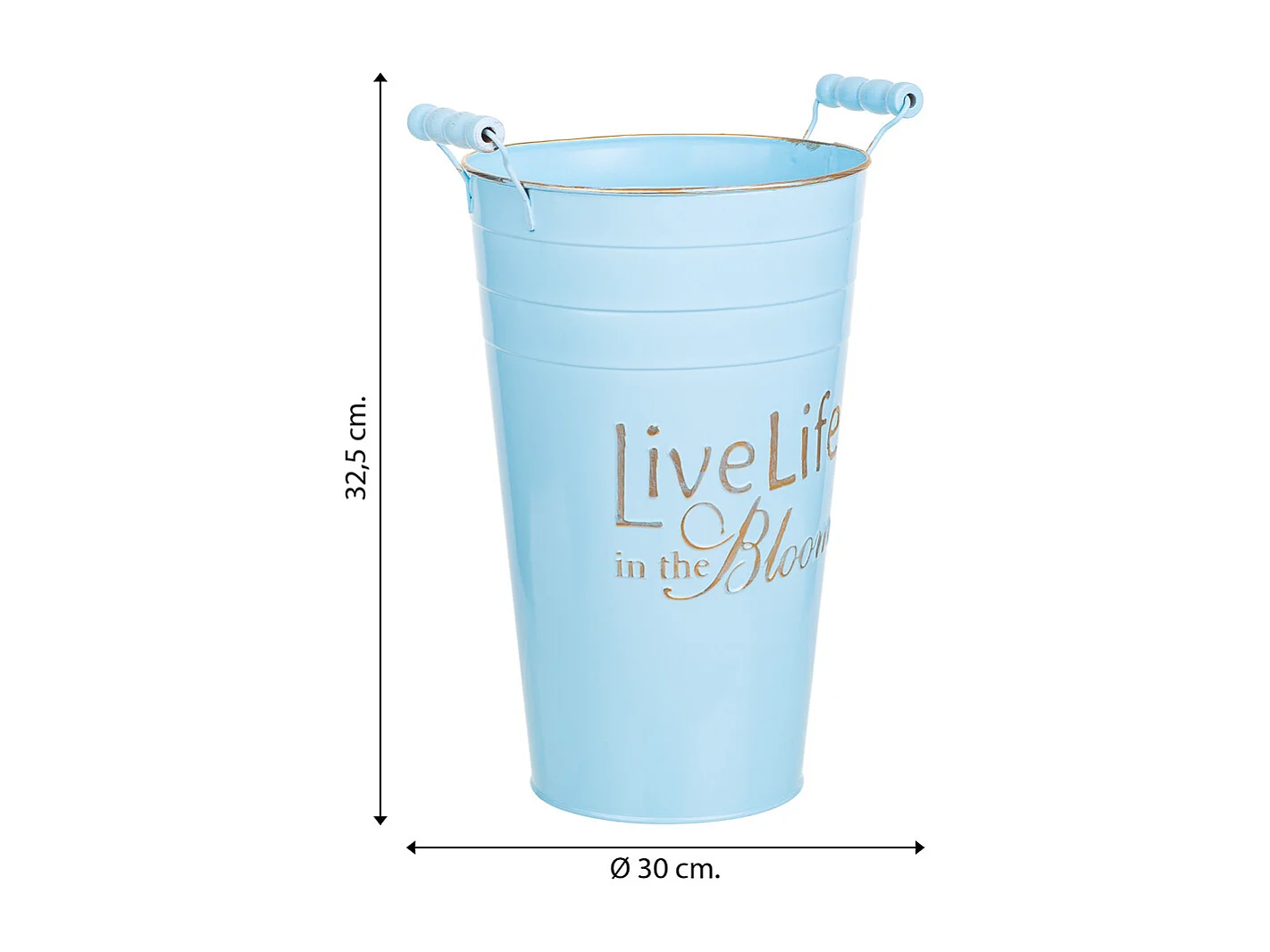 Vase en métal bleu 24xd19x30/32.5h b:13