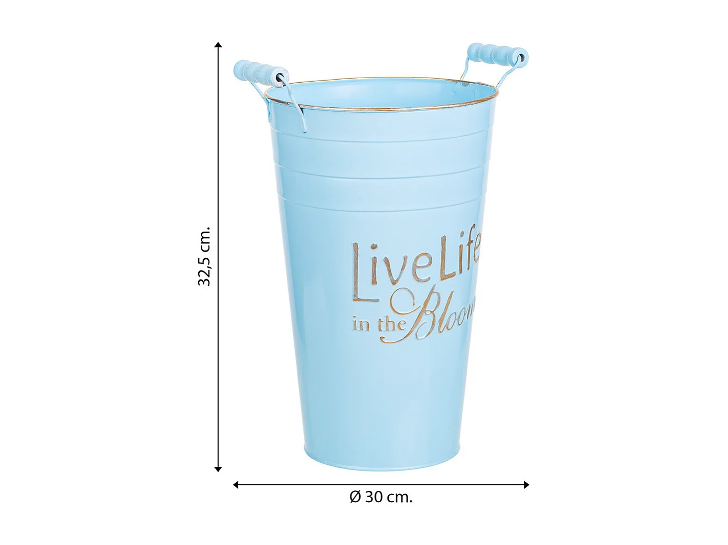 Vase en métal bleu 24xd19x30/32.5h b:13