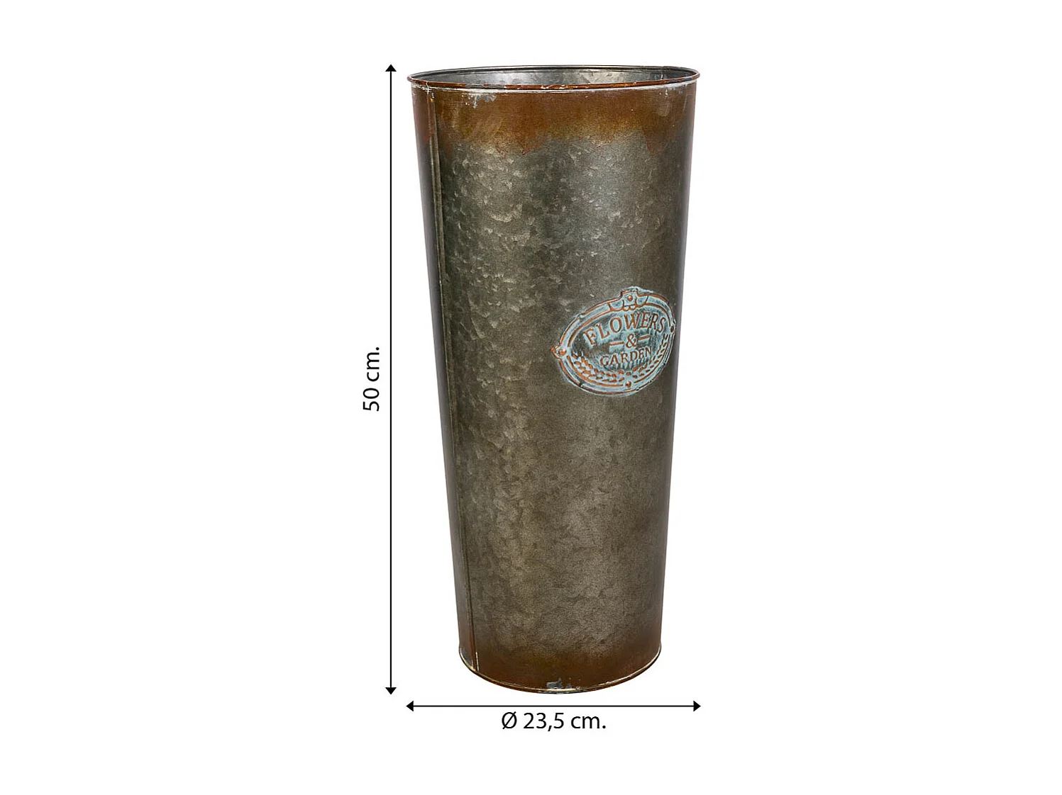 Vaso de metal dourado d23,5x50 b:18cm