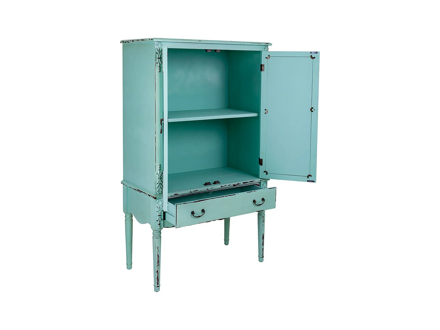 Armoire en bois bleu 80x42x140h