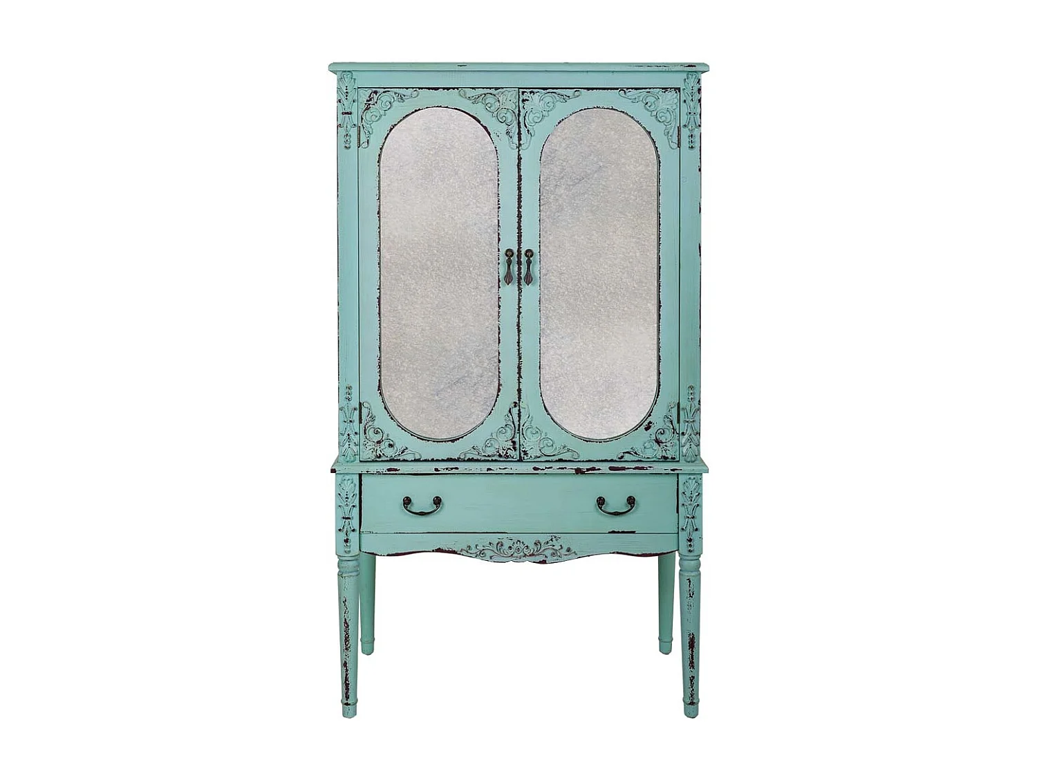 Blauer Holzschrank 80x42x140h cm