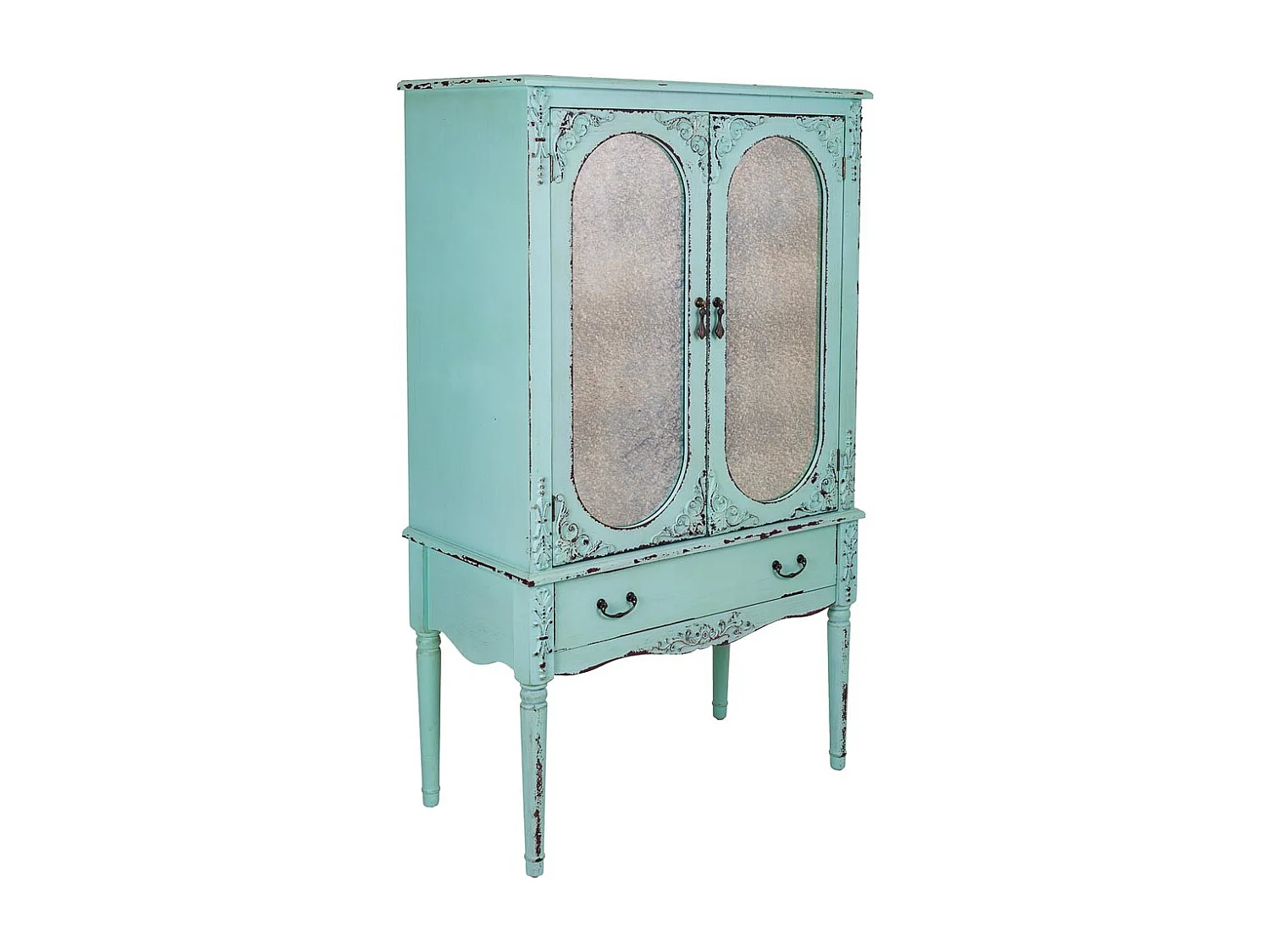 Blauer Holzschrank 80x42x140h cm