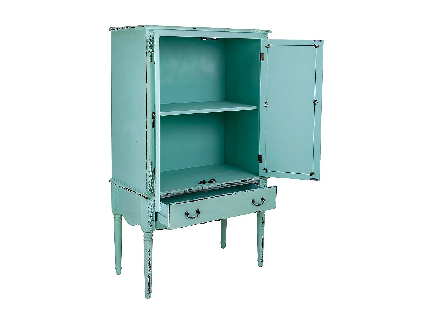 Blauer Holzschrank 80x42x140h cm