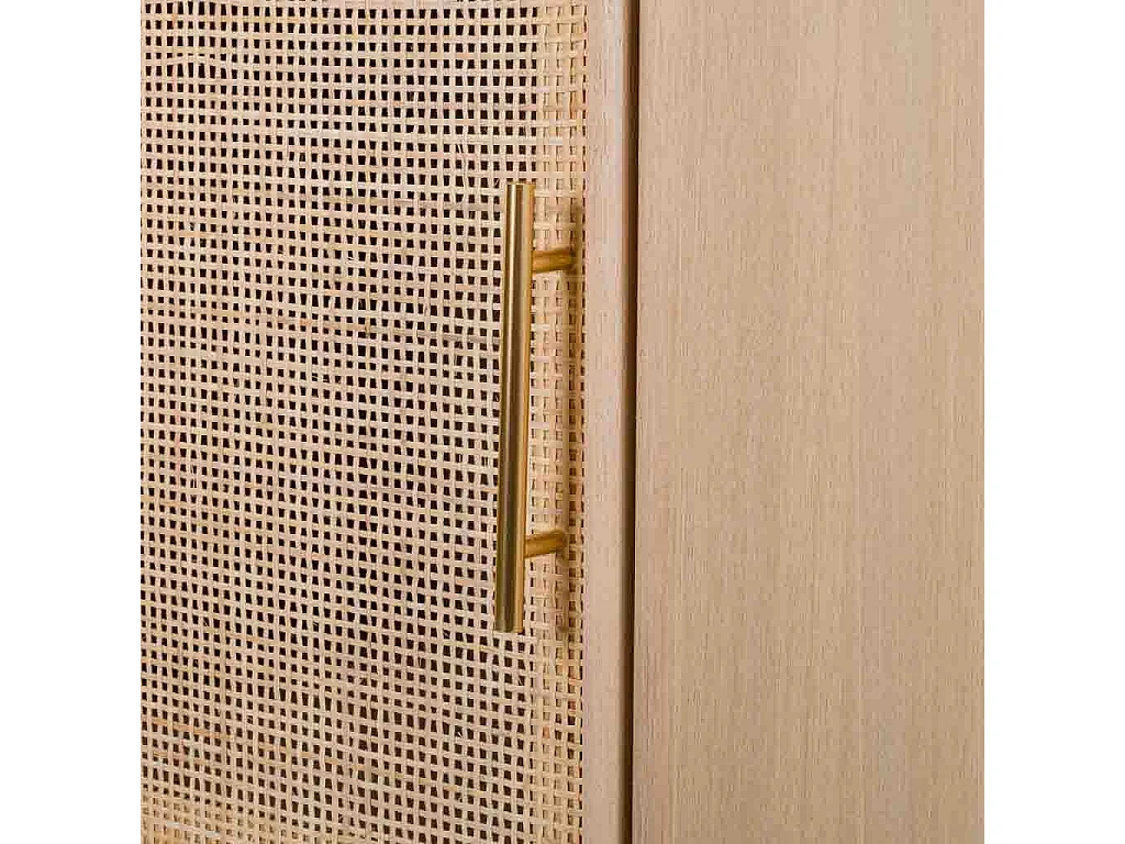 Schrank aus Holz und braunem Gitter, 40,5 x 37 x 139,5 h cm