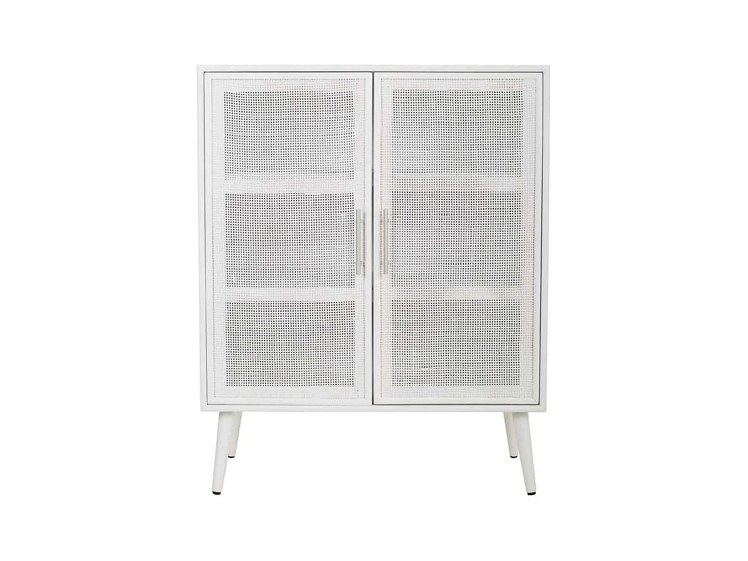 Weißer Holz- und Gitterschrank 80x37x101h cm