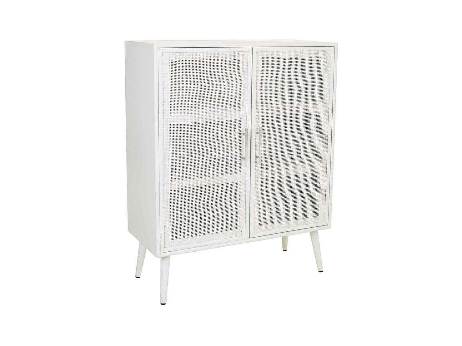 Weißer Holz- und Gitterschrank 80x37x101h cm