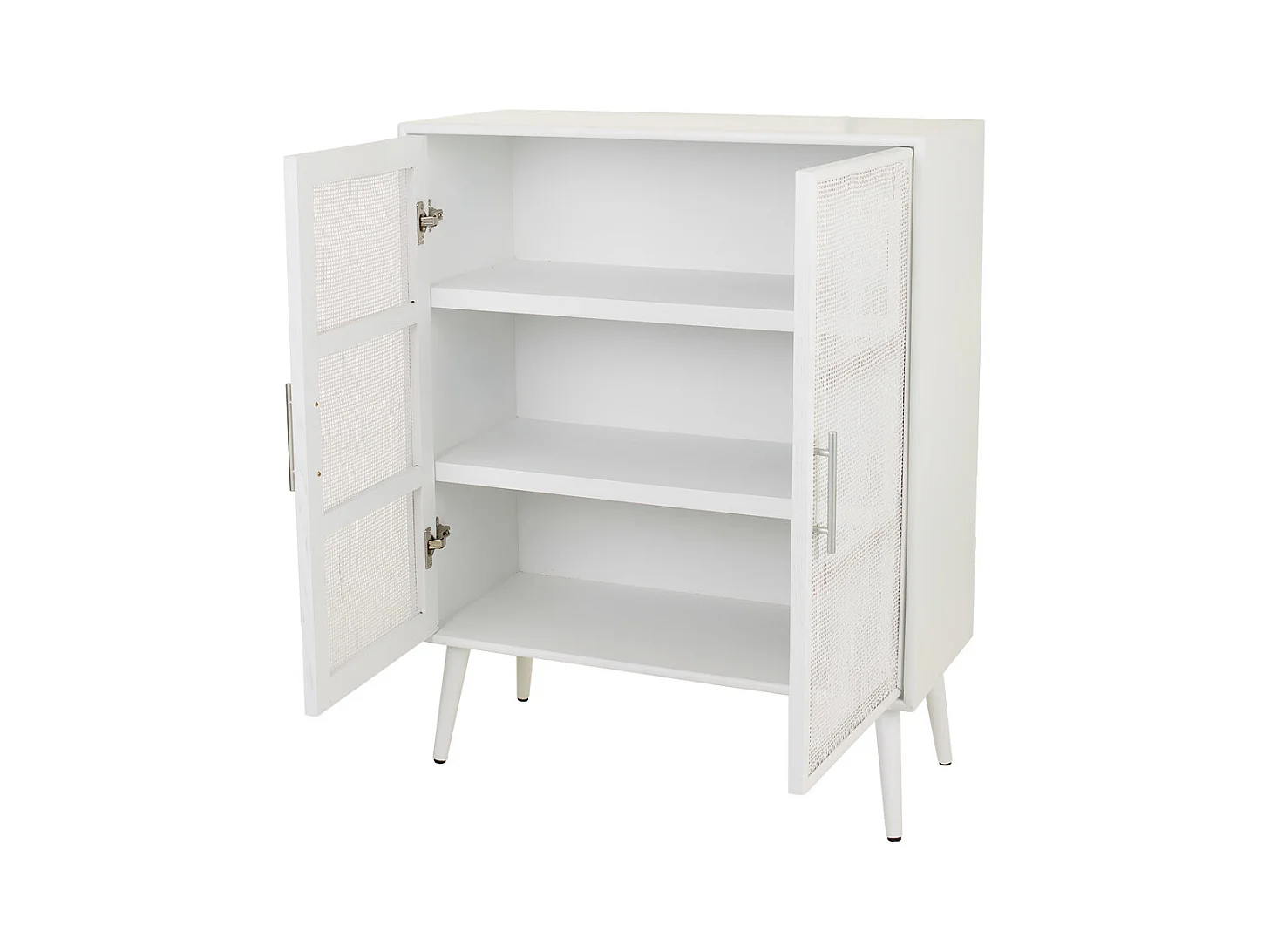 Weißer Holz- und Gitterschrank 80x37x101h cm