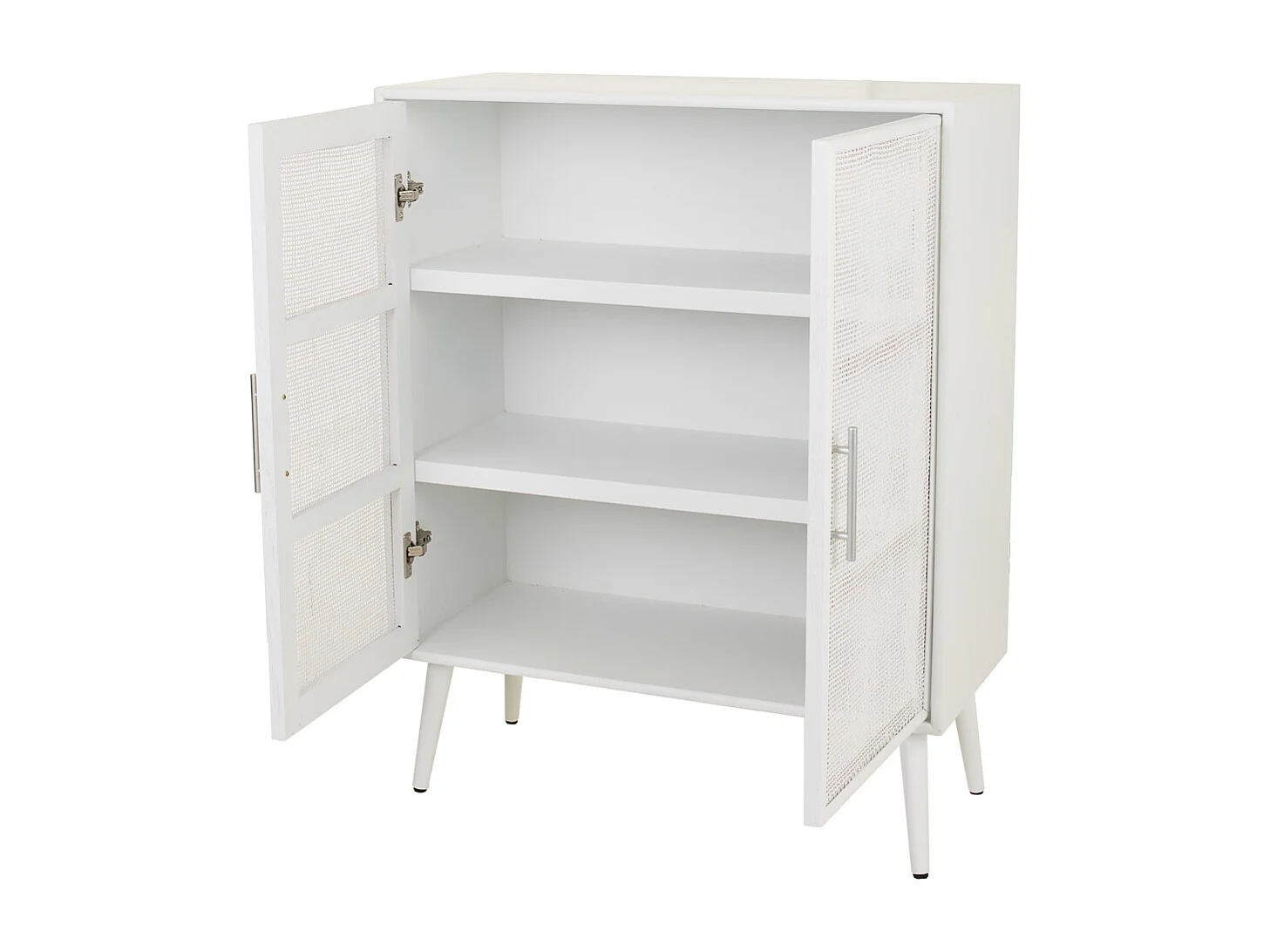 Weißer Holz- und Gitterschrank 80x37x101h cm