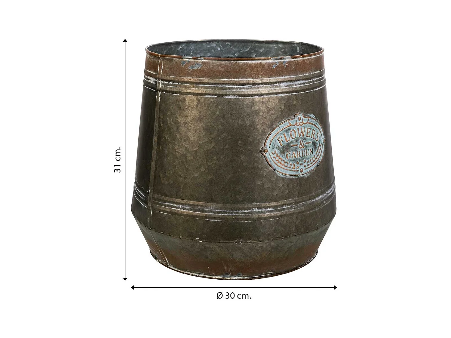 Vaso de metal 30xd26x31 t:30cm