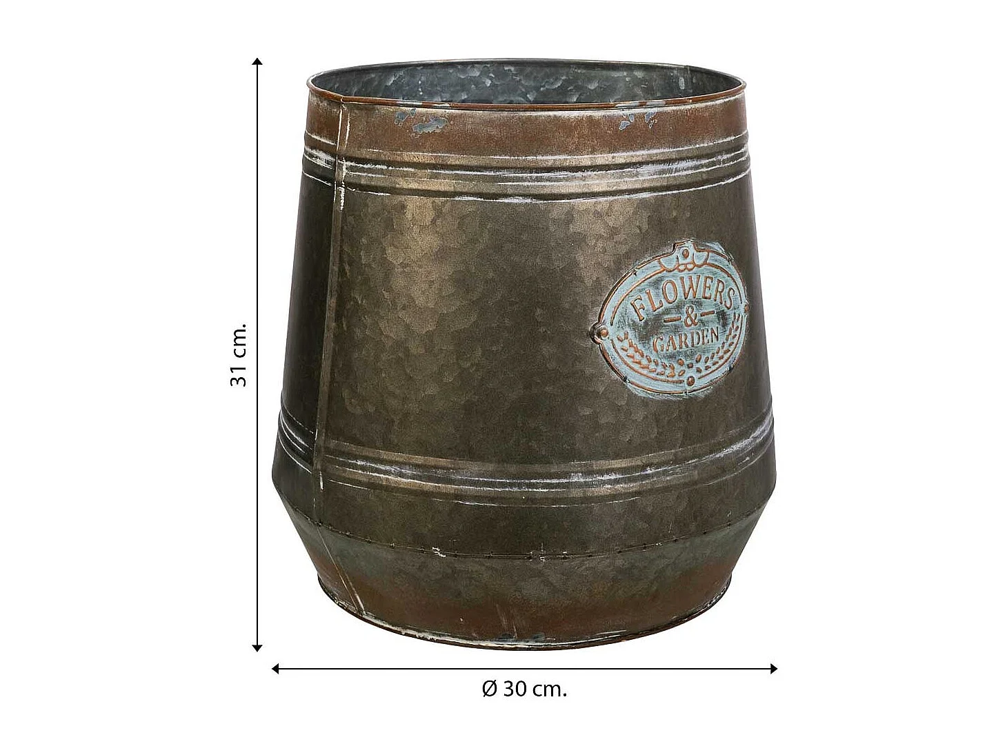Metallblumentopf 30xT26x31H cm T:30cm
