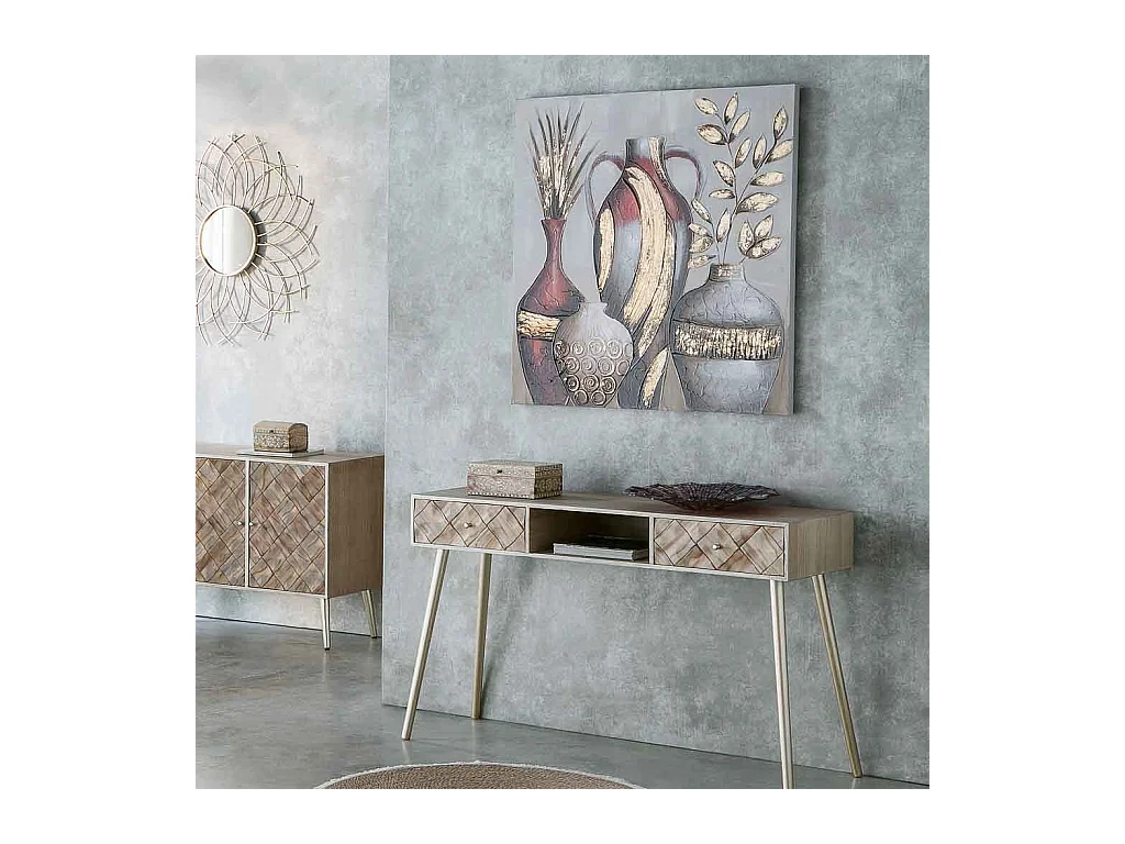 Tableau en relief peint à la main 100x100x3h