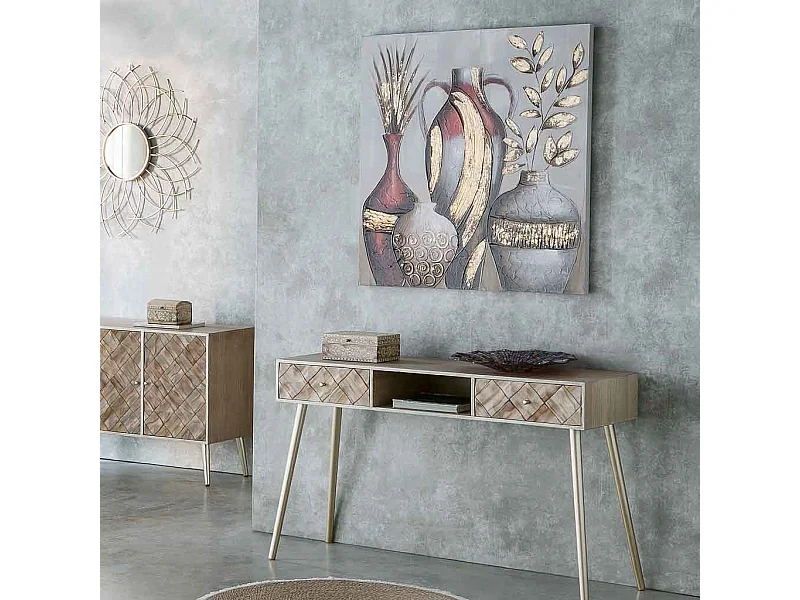 Tableau en relief peint à la main 100x100x3h