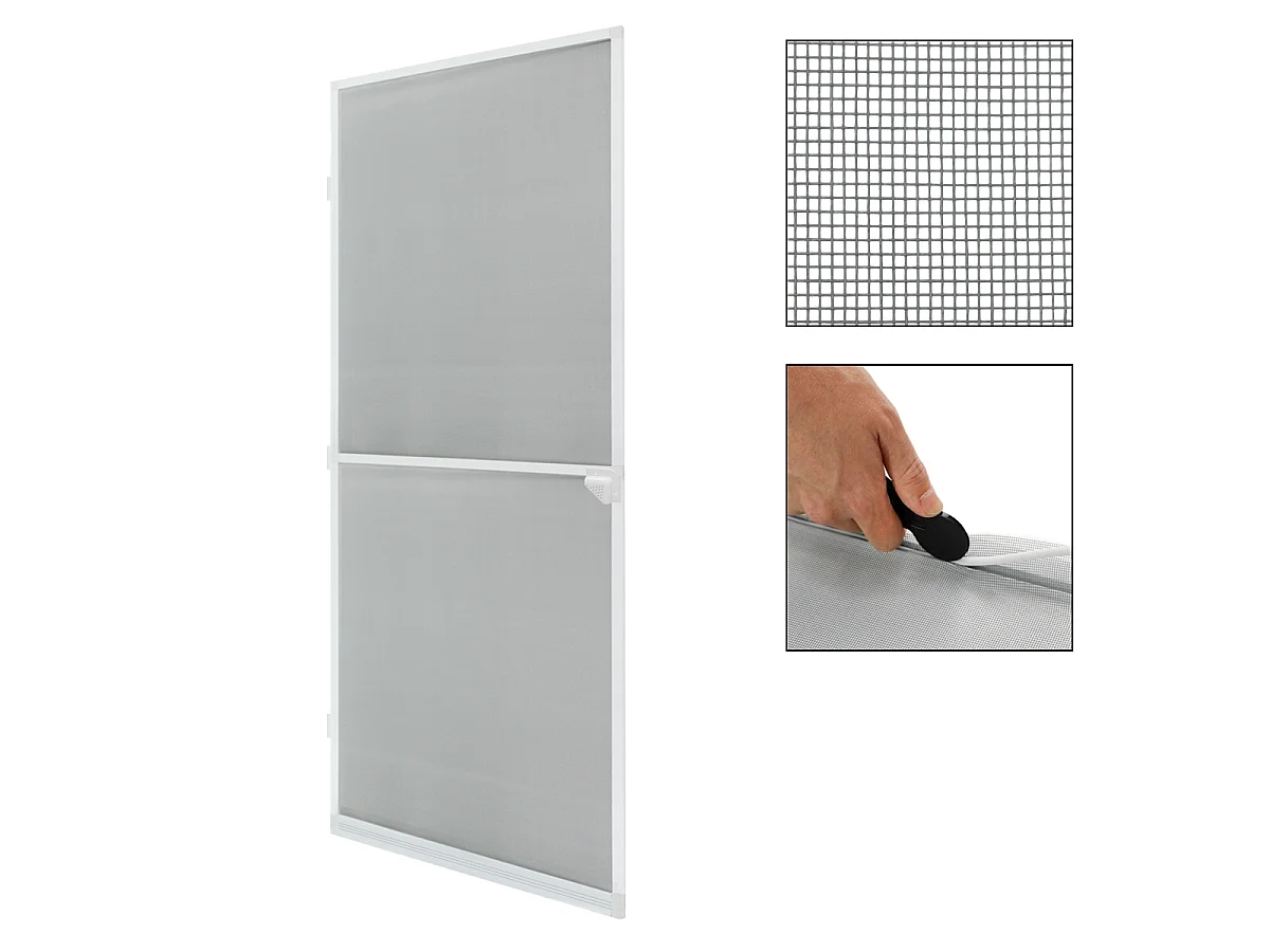 Moustiquaire porte en aluminium blanc avec tissu de fibre de verre ECD Germany