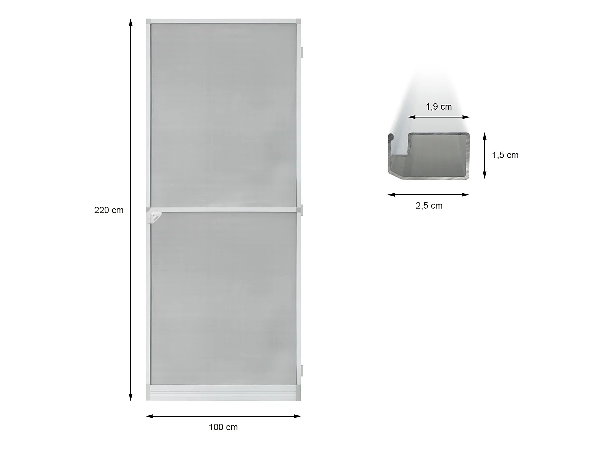 Moustiquaire porte en aluminium blanc avec tissu de fibre de verre ECD Germany