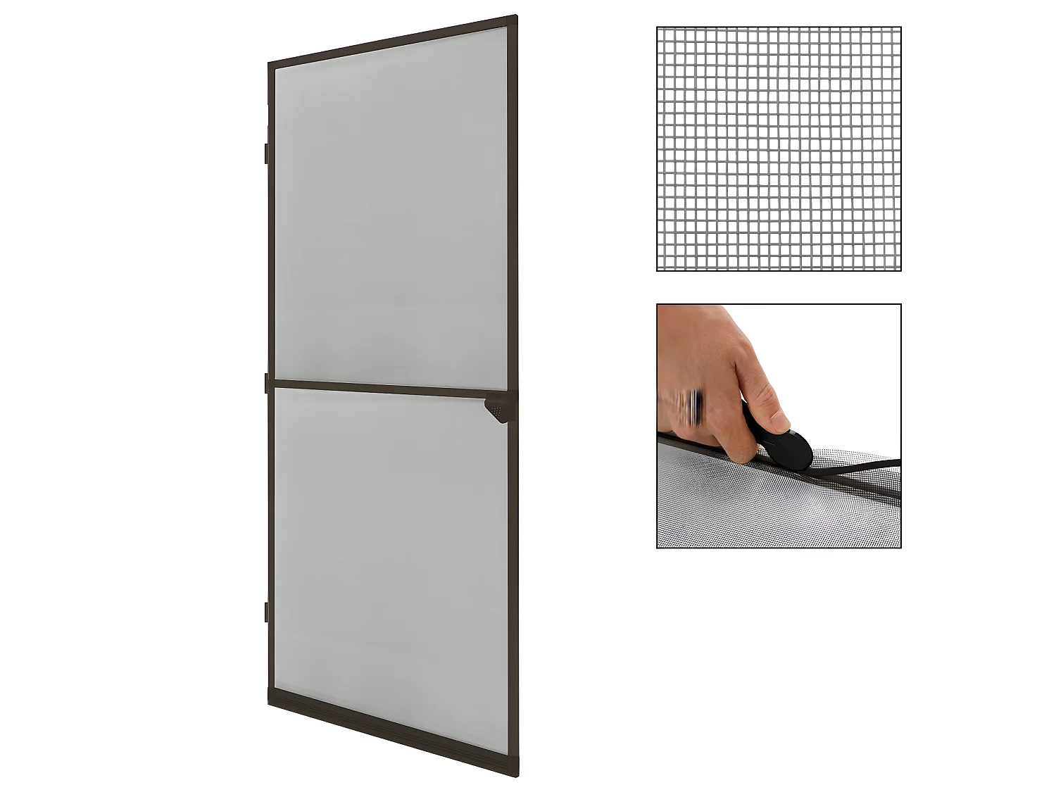 Moustiquaire porte en aluminium marron avec tissu de fibre de verre ECD Germany