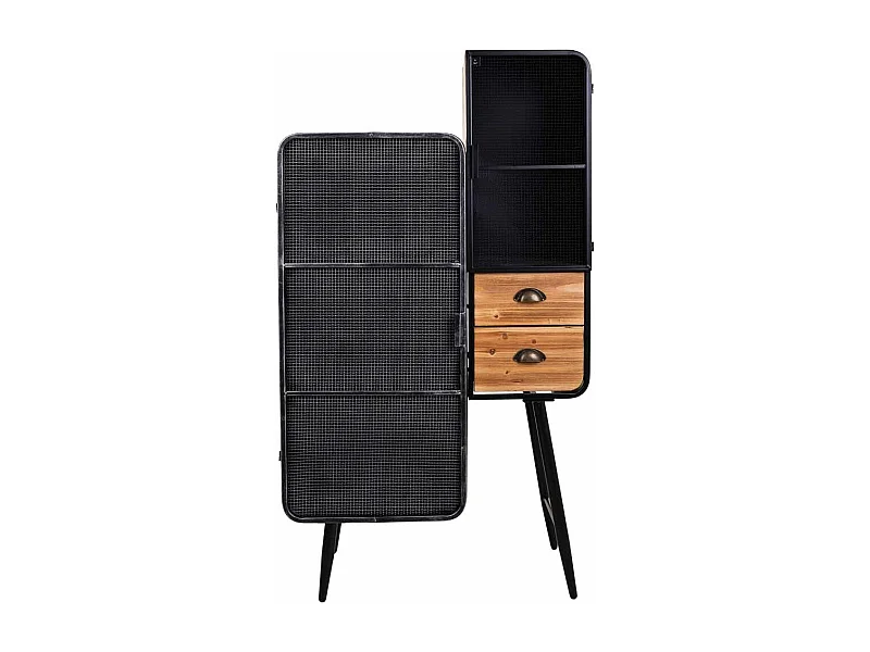 Vetrina metallo nero e legno 76x40,5x135h