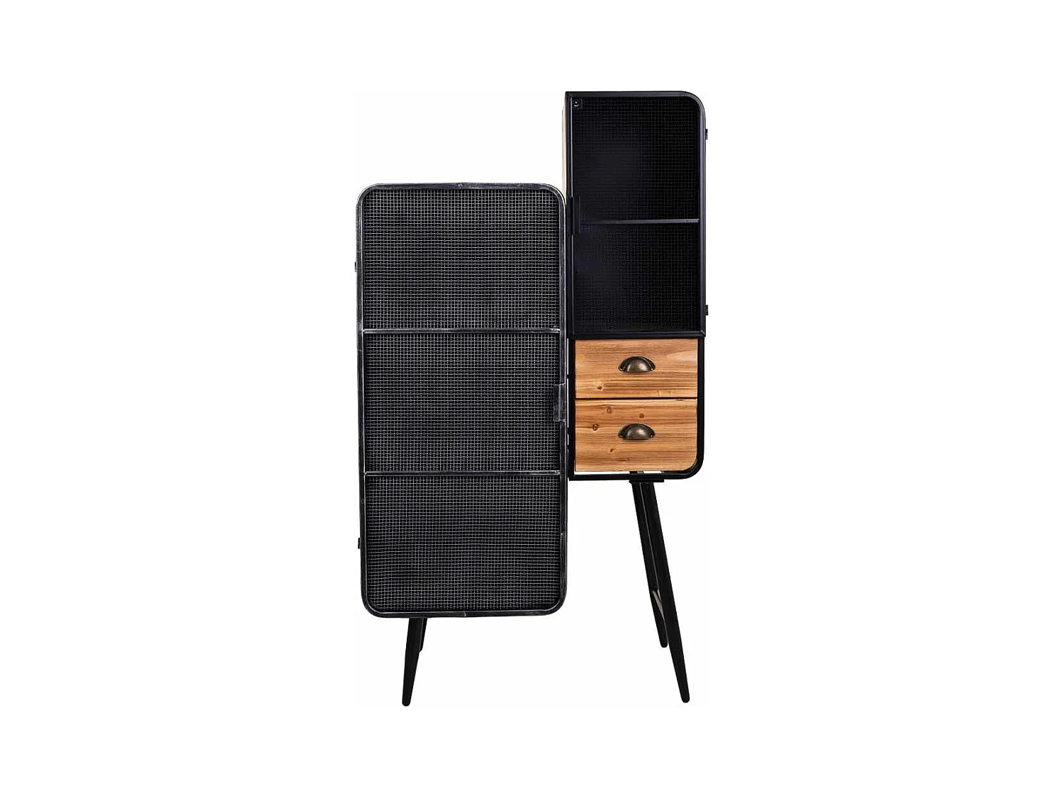 Vetrina metallo nero e legno 76x40,5x135h