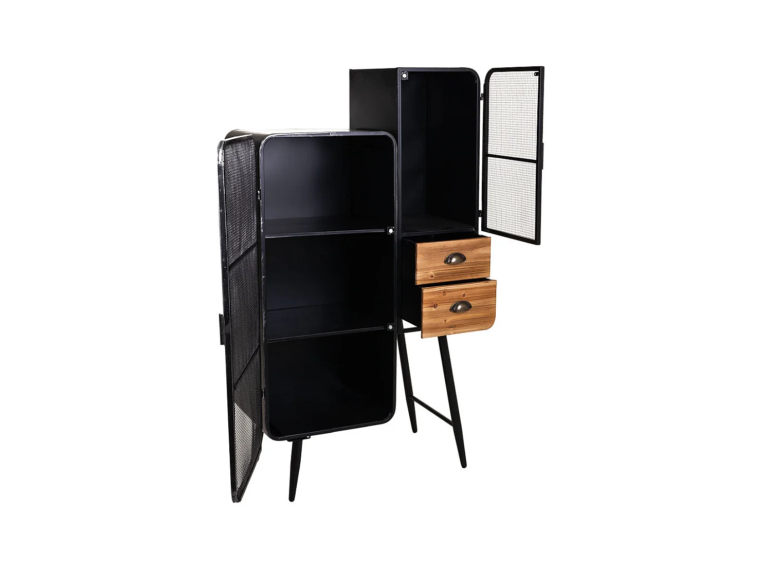 Vetrina metallo nero e legno 76x40,5x135h