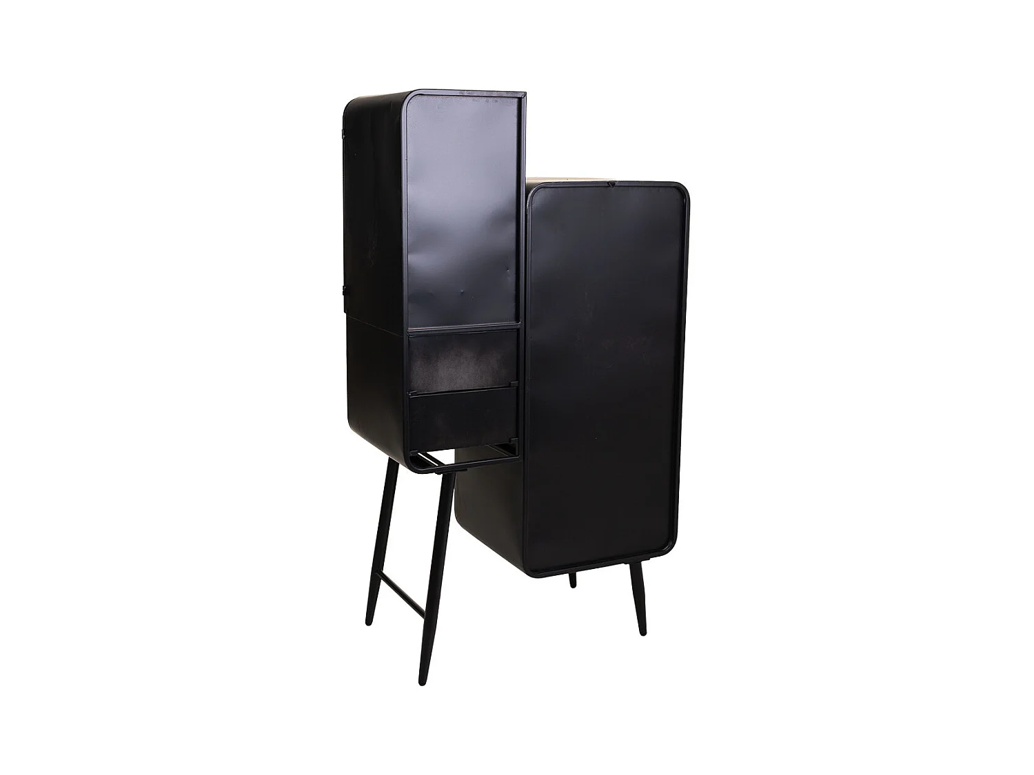 Vetrina metallo nero e legno 76x40,5x135h