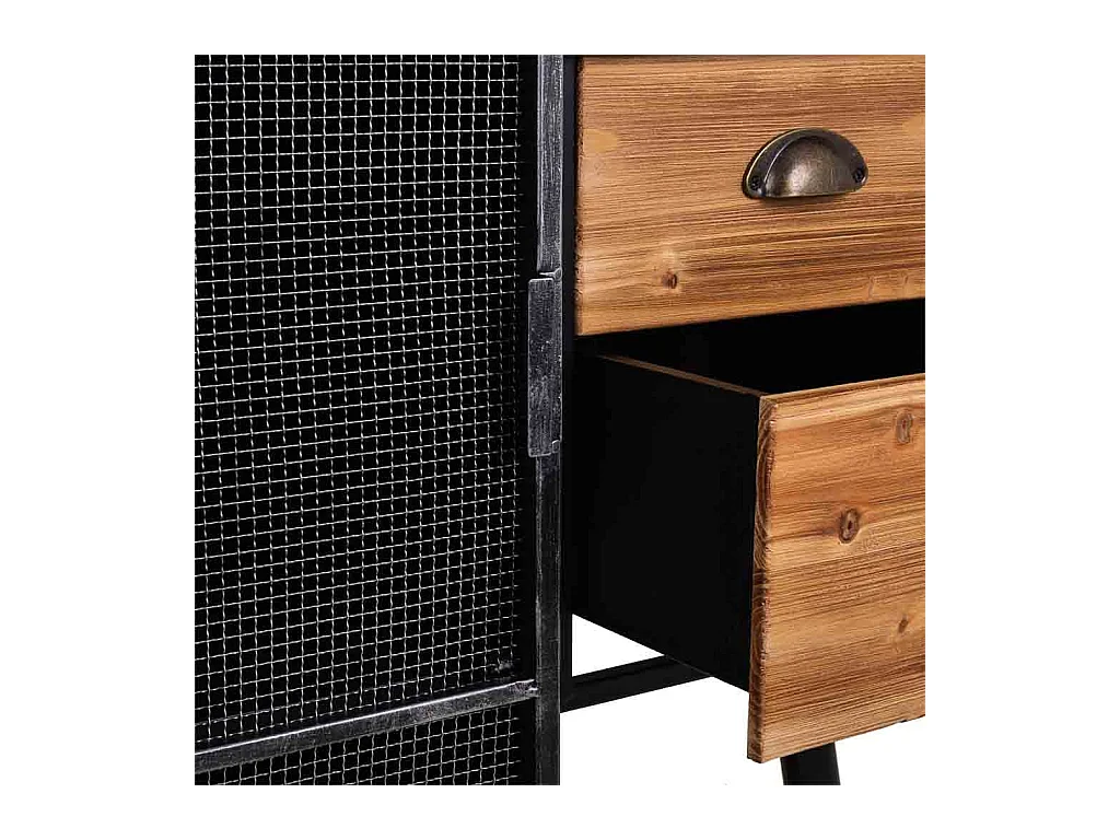 Vetrina metallo nero e legno 76x40,5x135h