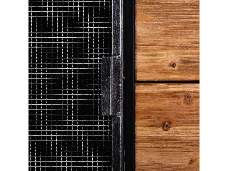 Vitrina em metal preto e madeira 76x40,5x135