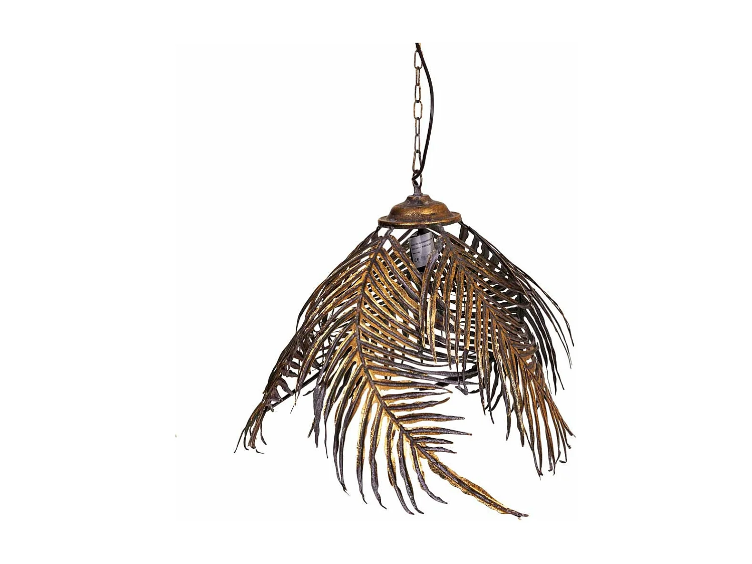 Candeeiro de teto em metal dourado 59x59x48/109