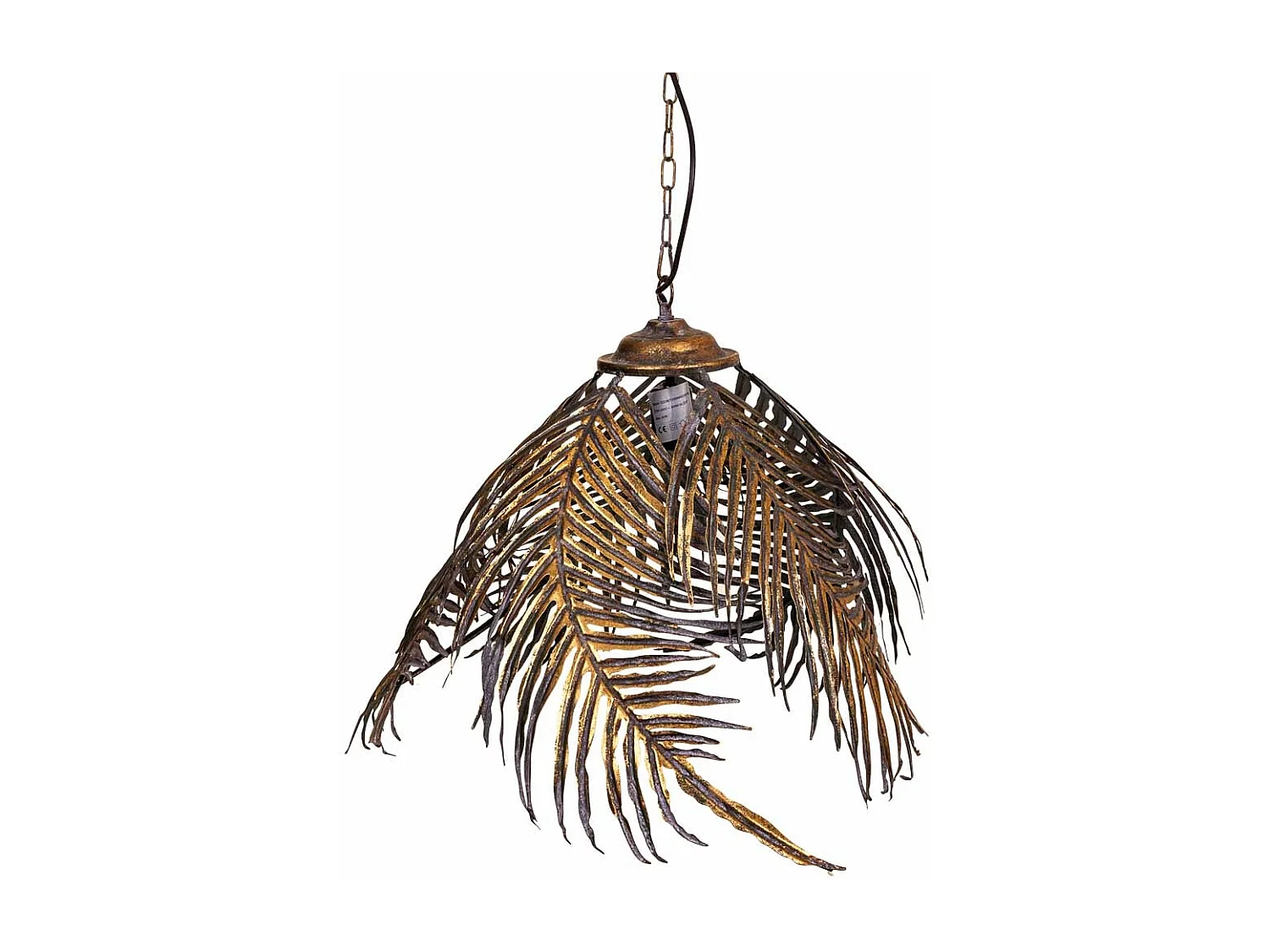 Candeeiro de teto em metal dourado 59x59x48/109