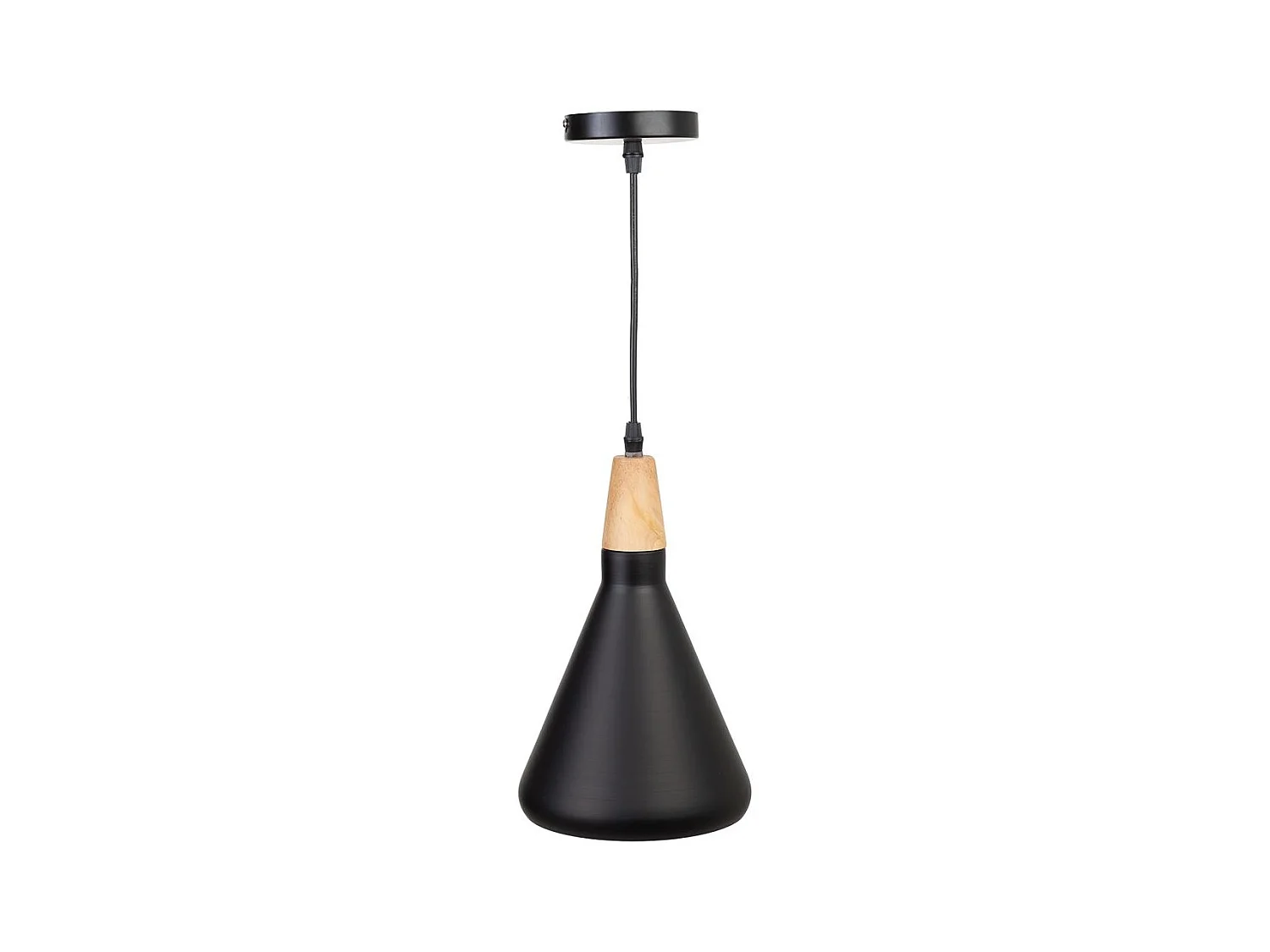 Plafoniera in legno nero e metallo 18x18x31h