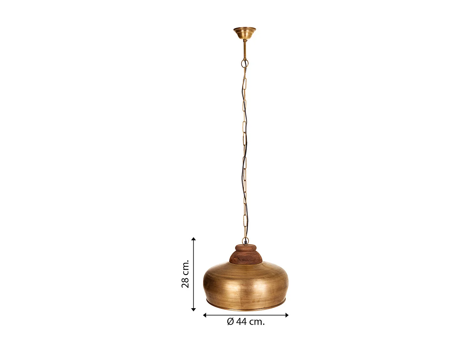 Goldene Deckenleuchte aus Metall, 44x44x28h cm