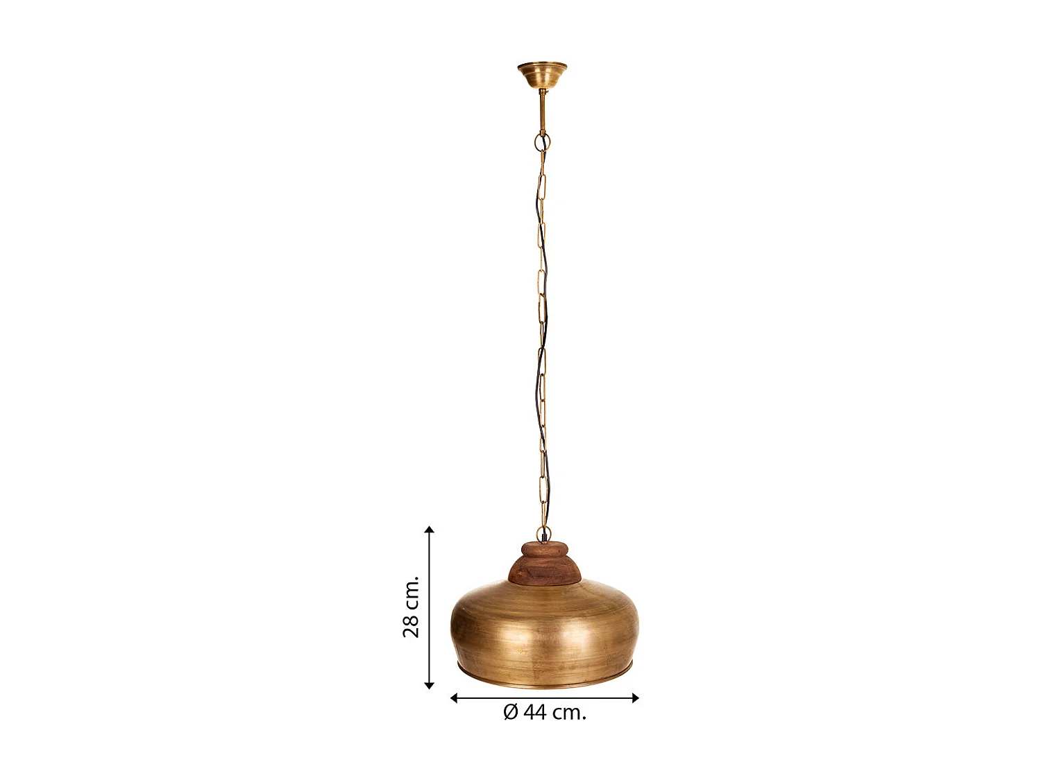Goldene Deckenleuchte aus Metall, 44x44x28h cm
