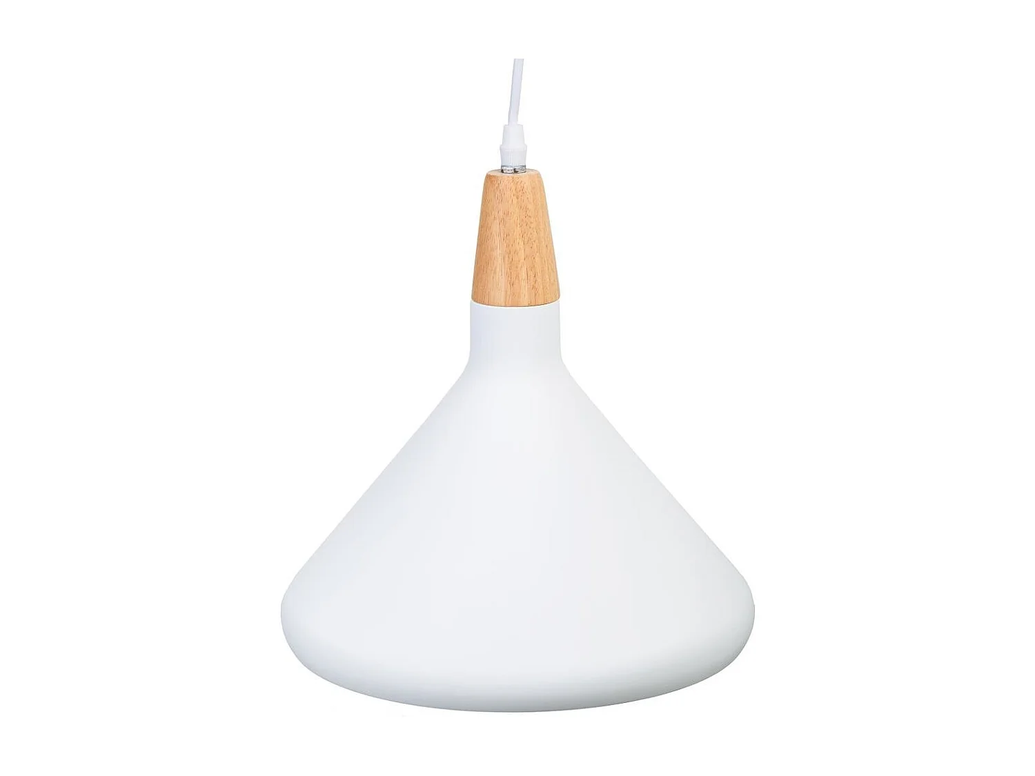 Candeeiro de teto branco de madeira e metal 27x27x30