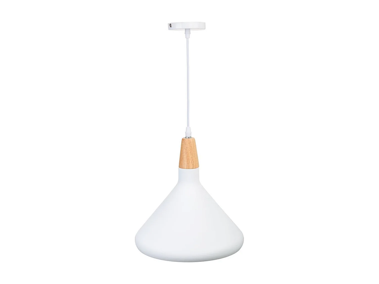 Lustre en bois et métal blanc 27x27x30