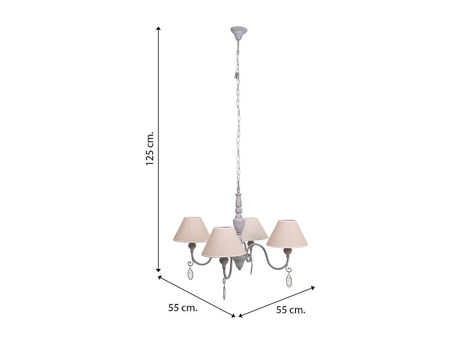 Candeeiro de teto cinza 55x55x125