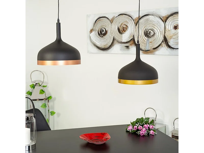 Candeeiro de teto em metal preto 30x30x35